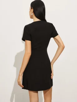 COMMENSE Bow Side Split Short Dress* Black Dresses|Work Dresses