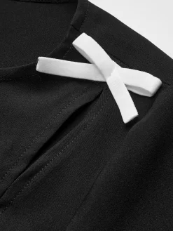COMMENSE Bow Side Split Short Dress* Black Dresses|Work Dresses