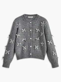 COMMENSE Bow-Decor Button Stretch Cardigan* Cardigans|Sweaters & Cardigans
