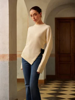 COMMENSE Bow-Decor High Stretch Slit Sweater* Knitwear|Tops
