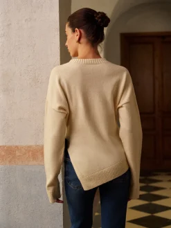 COMMENSE Bow-Decor High Stretch Slit Sweater* Knitwear|Tops