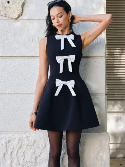COMMENSE Bow-Decor Zipper Tank Dress* Casual Dresses|Work Dresses