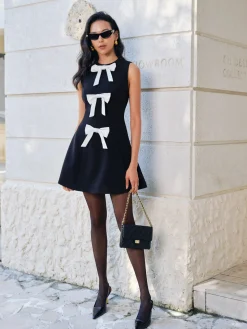 COMMENSE Bow-Decor Zipper Tank Dress* Casual Dresses|Work Dresses