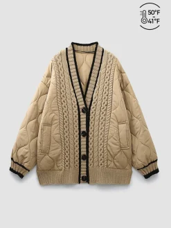 COMMENSE Braided Quilted Winter Cardigan Coat* Cardigans|Outerwear