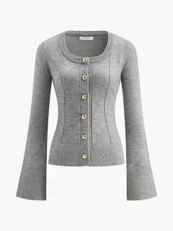 COMMENSE Breasted Bell Sleeve Slim Cardigan* Cardigans|Sweaters & Cardigans