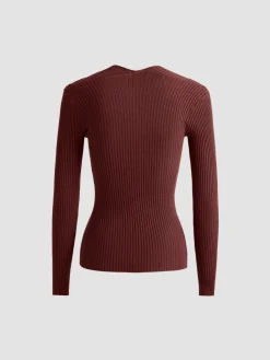 COMMENSE Bronzework Knitted Ribbed Pullover Sweater* Sweater Tops|Sweaters & Cardigans