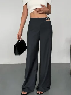 COMMENSE Buckle Belted Cutout Pants* Pants|Bottoms