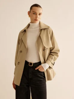 COMMENSE Buckle Design Lapel Belted Trench Coat* Outerwear|Tops