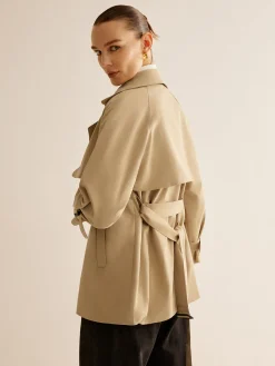 COMMENSE Buckle Design Lapel Belted Trench Coat* Outerwear|Tops