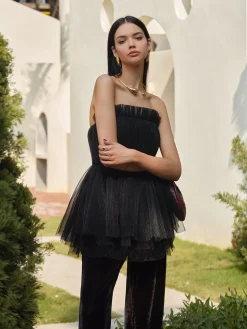 COMMENSE Bud Waist Mesh Tube Top* Tops
