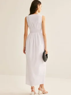 COMMENSE Bud Waist Pockets Tank Dress* White Dresses|Casual Dresses