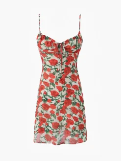 COMMENSE Bulgaria Roses Floral Backless Mini Dress* Casual Dresses|Floral Dresses