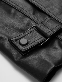 COMMENSE Button Clasp PU Leather Jacket* Outerwear|Jackets