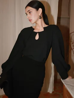 COMMENSE Button Cutout 2 in 1 Blouse* Blouses & Shirts|Tops