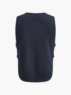 COMMENSE Button Decor Slit Sweater Vest* Sweater Vests|Sweaters & Cardigans