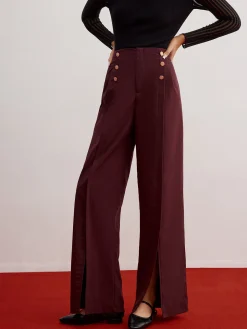 COMMENSE Button Decor Split Wide-Leg Pants* Pants|Bottoms
