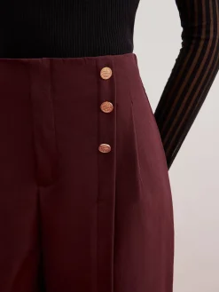 COMMENSE Button Decor Split Wide-Leg Pants* Pants|Bottoms