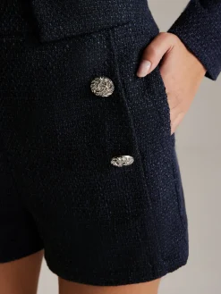 COMMENSE Button Decor Tweed Shorts* Shorts|Matching Sets