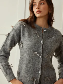 COMMENSE Button Down Bow-Decor Cardigan* Cardigans|Sweaters & Cardigans