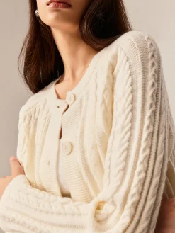 COMMENSE Button Down Cable Knit Outerwear* Sweater Tops|Outerwear
