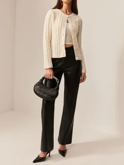 COMMENSE Button Down Cable Knit Outerwear* Sweater Tops|Outerwear