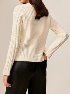 COMMENSE Button Down Cable Knit Outerwear* Sweater Tops|Outerwear