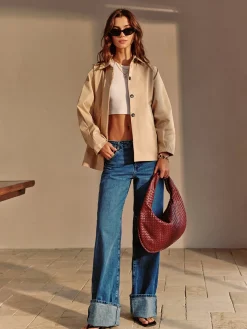 COMMENSE Button Down Lapel Trench Coat* Outerwear|Coats