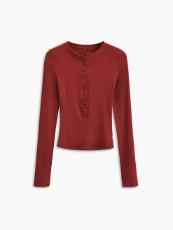 COMMENSE Button Down Long Sleeve Crop Shirt* Sweater Tops|Crop Tops