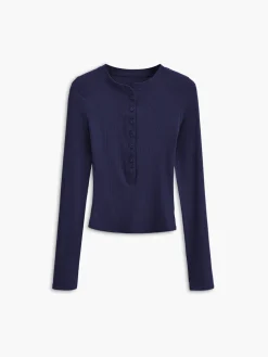COMMENSE Button Down Long Sleeve Crop Shirt* Sweater Tops|Crop Tops
