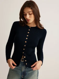 COMMENSE Button Down Skinny Knit Top* Sweater Tops|Sweaters & Cardigans