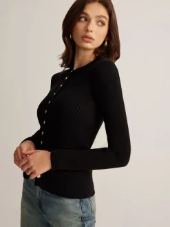 COMMENSE Button Down Skinny Knit Top* Sweater Tops|Sweaters & Cardigans