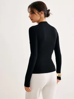 COMMENSE Button Down Skinny Knit Top* Sweater Tops|Sweaters & Cardigans