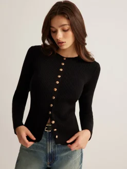COMMENSE Button Down Skinny Knit Top* Sweater Tops|Sweaters & Cardigans