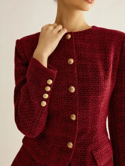 COMMENSE Button Down Slit Tweed Blazer* Outerwear|Blazers
