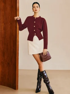 COMMENSE Button Down Split Sweater* Sweater Tops|Sweaters & Cardigans