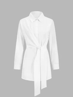 COMMENSE Button Down Tied Long Shirt* Blouses & Shirts|Tops