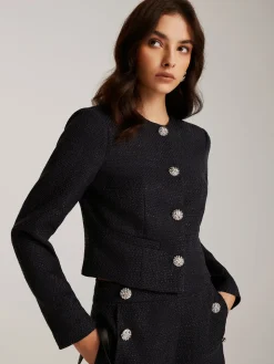 COMMENSE Button Down Tweed Short Blazer* Outerwear|Blazers