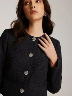 COMMENSE Button Down Tweed Short Blazer* Outerwear|Blazers
