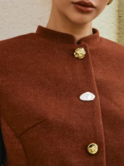 COMMENSE Button Down Tweed Short Coat* Outerwear|Coats