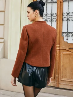 COMMENSE Button Down Tweed Short Coat* Outerwear|Coats