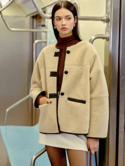 COMMENSE Button Faux Fur Winter Coat* Outerwear|Coats
