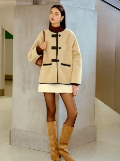 COMMENSE Button Faux Fur Winter Coat* Outerwear|Coats