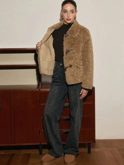 COMMENSE Button Lapel Teddy Jacket* Outerwear|Jackets