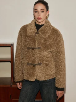 COMMENSE Button Lapel Teddy Jacket* Outerwear|Jackets