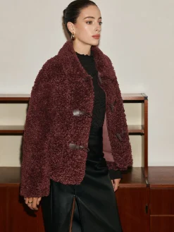 COMMENSE Button Lapel Teddy Jacket* Outerwear|Jackets