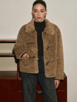 COMMENSE Button Lapel Teddy Jacket* Outerwear|Jackets
