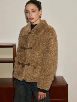 COMMENSE Button Lapel Teddy Jacket* Outerwear|Jackets