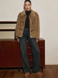 COMMENSE Button Lapel Teddy Jacket* Outerwear|Jackets