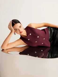 COMMENSE Button Petite Sweater Vest* Sweater Vests|Sweaters & Cardigans