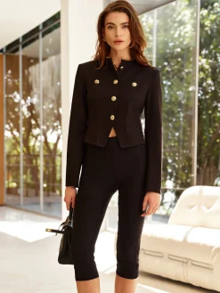 COMMENSE Button Split Slim Jersey Blazer* Outerwear|Blazers